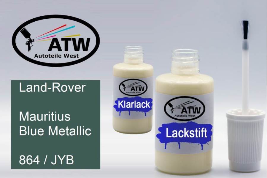 Land-Rover, Mauritius Blue Metallic, 864 / JYB: 20ml Lackstift + 20ml Klarlack - Set, von ATW Autoteile West.